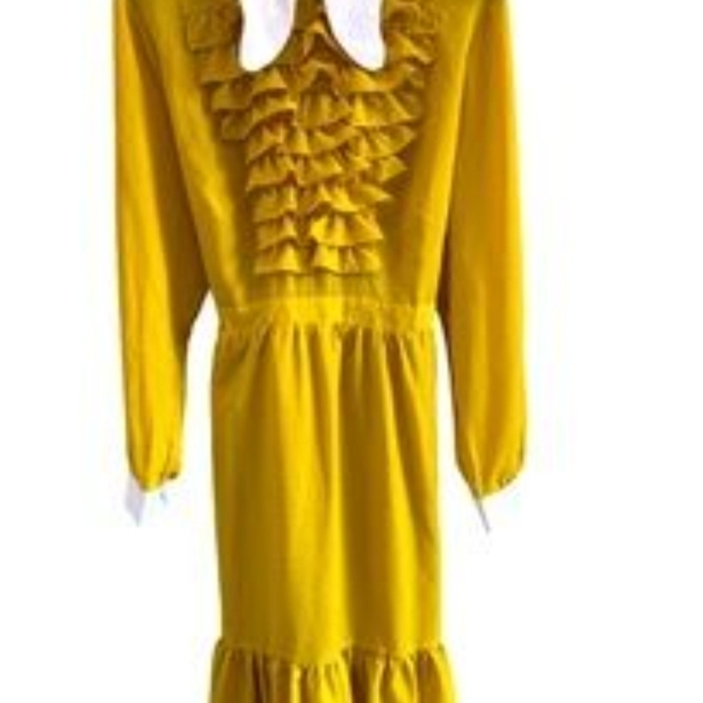 Yellow Ruffled Women's Dress - Picture 2 of 6